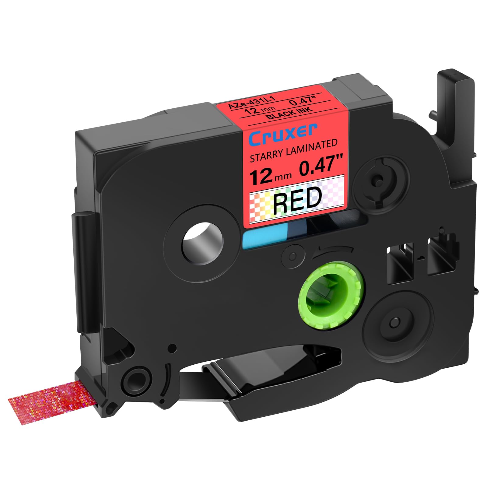 Cruxer Lot de 30 Ruban compatible P-touch TZe-431L1 Noir sur Rouge 12 mm