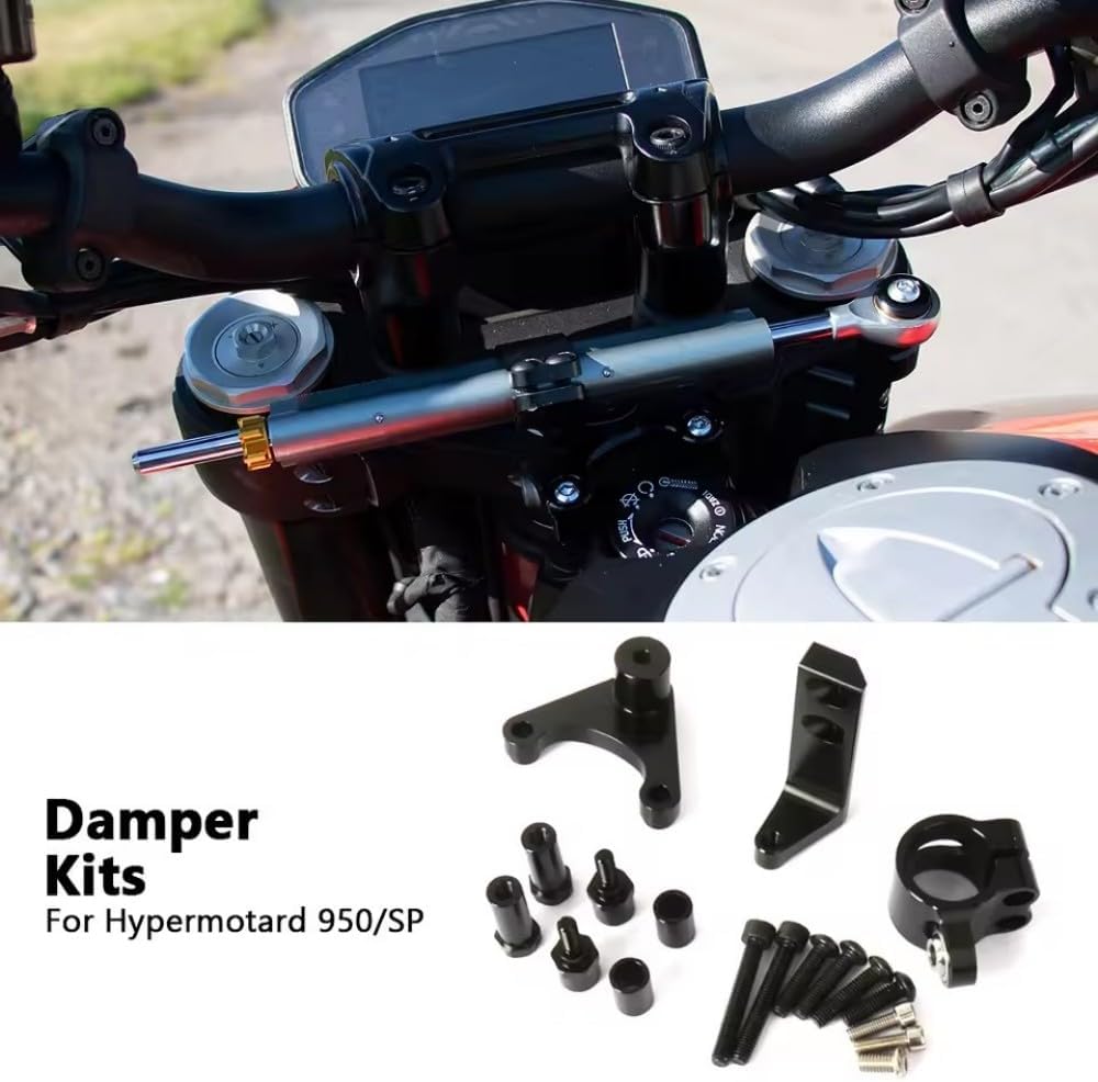 Motorcycle CNC Directional Steering Damper Stabilizer Bracket Support Kit Fits for Ducati Hypermotard 950 SP HYPERMOTARD 950 Adjustable Stabilizer Steering Damper Mount Bracket (Set 8)