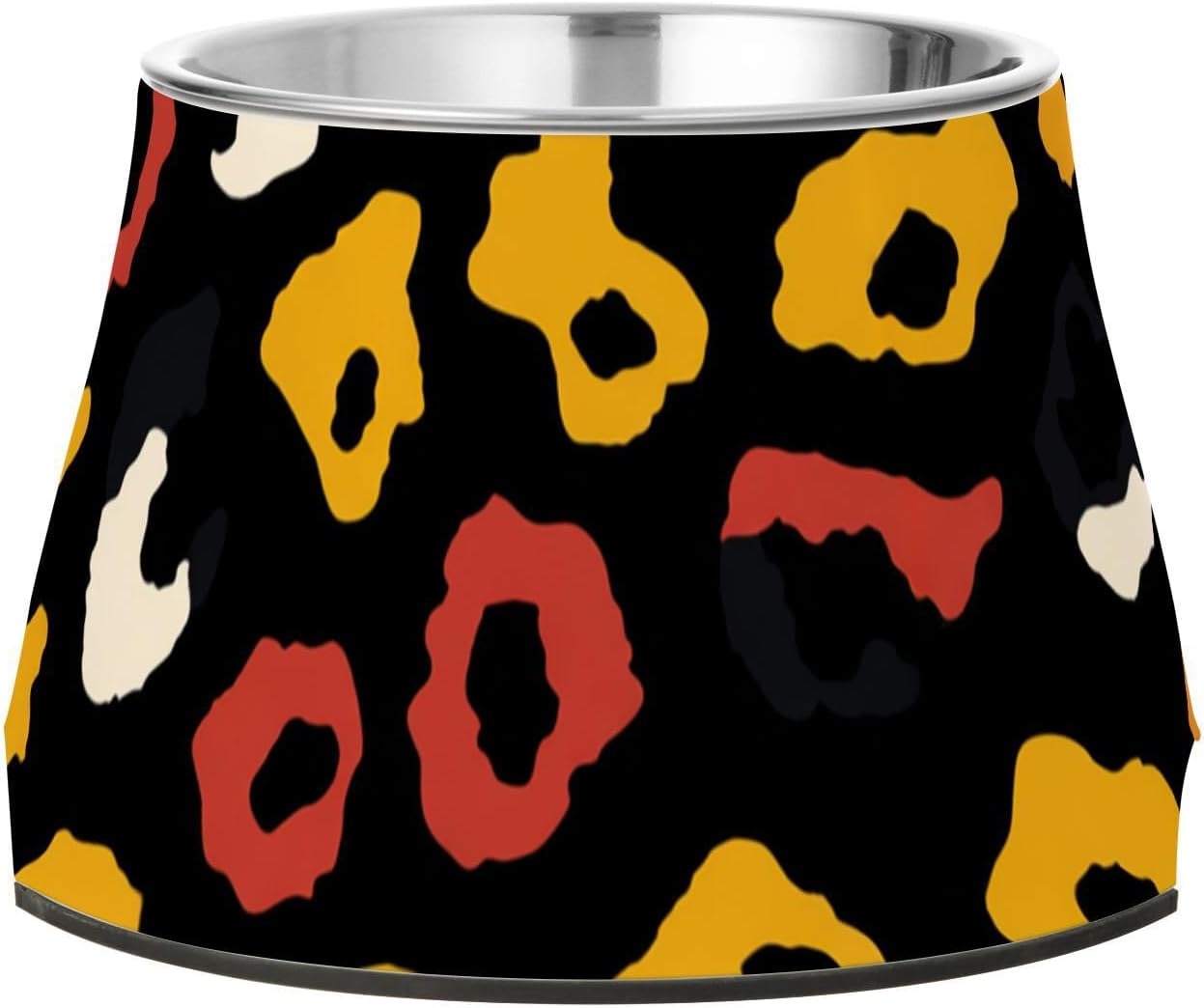 Yellow Red Leopard Pattern Bowls for Pets Non Skid Stainless Steel Pets Water Bowls for Slow Feed Cats Slow Down Eating platos para Gatos