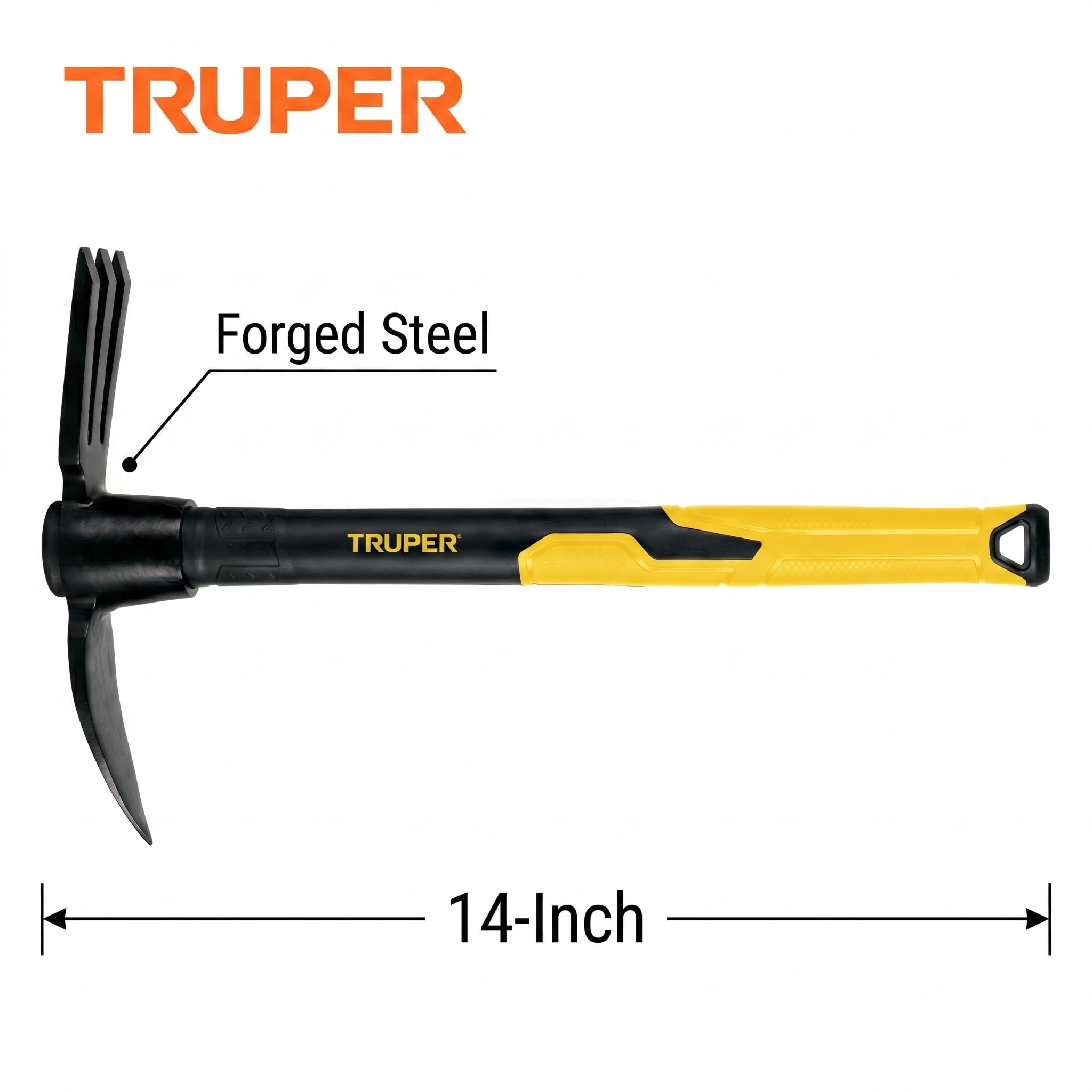 Truper 32742 35,6 cm Rapid Digger, Manche en Fibre de Verre avec Prise en Main Serfouette Rapide Fiberglass