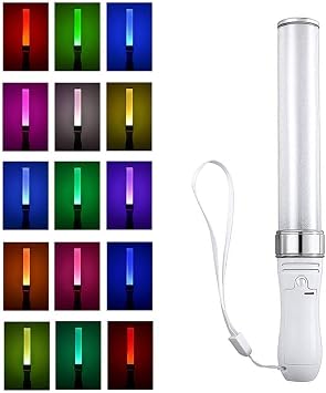 Flytise LED Light Sticks 15 Colours Switchable Poi Glow Sticks for Parties Concerts Weddings Celebrations