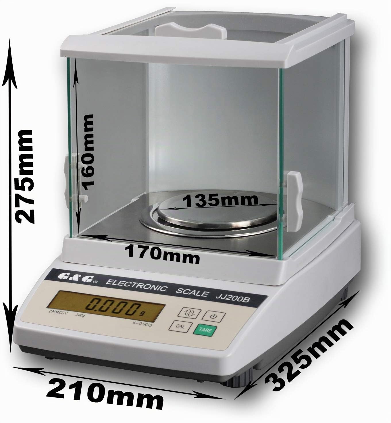 G&G Präzisionswaagen, 0,001g, 0,01g und 0,1g, Baureihe JJ-A, Modellauswahl (JJ200B: 200g/0,001g)