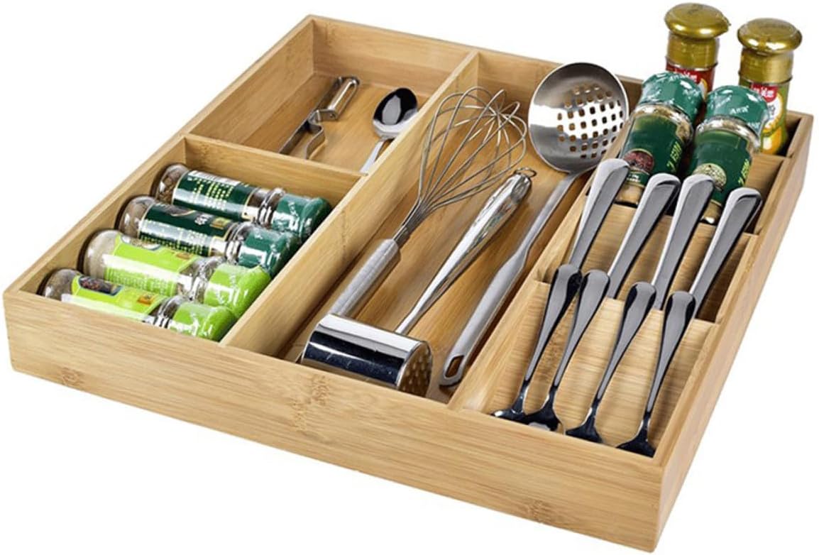 7-compartment Storage Tray Flatware Organizer Kitchen Utensil Holder Multipurpose Storage Box for Tableware and Tea Bags Household Drawer Organizer