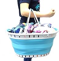 Vista 6 de SAMMART Cesta plegable de plástico para la ropa sucia de 25 litros (6.6 galones), contenedor de almacenamiento plegable y organizador, juego
