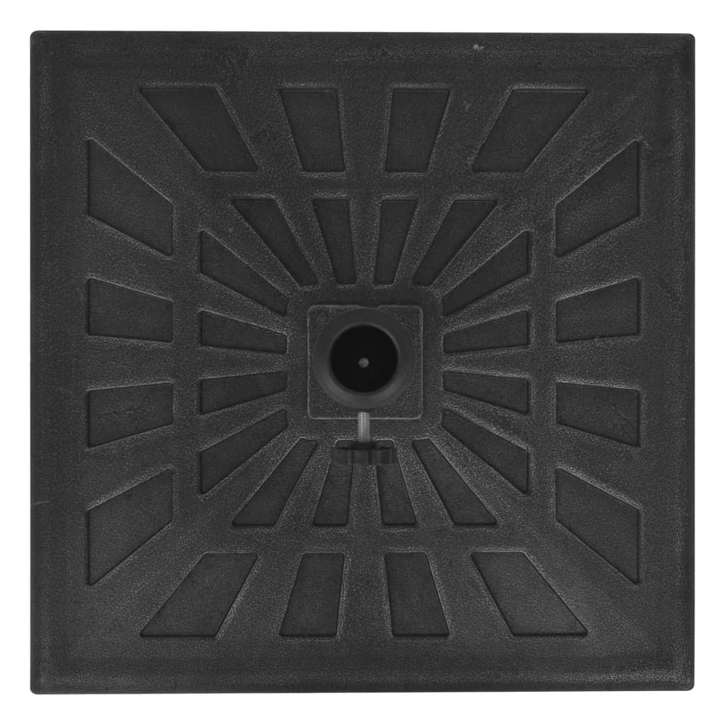 Supporto per ombrellone in resina nera, 19 kg, con adattatore per tubi da 38 e 48 mm di diametro, base quadrata per ombrellone per balcone, terrazza, giardino, peso stabile e pratico supporto