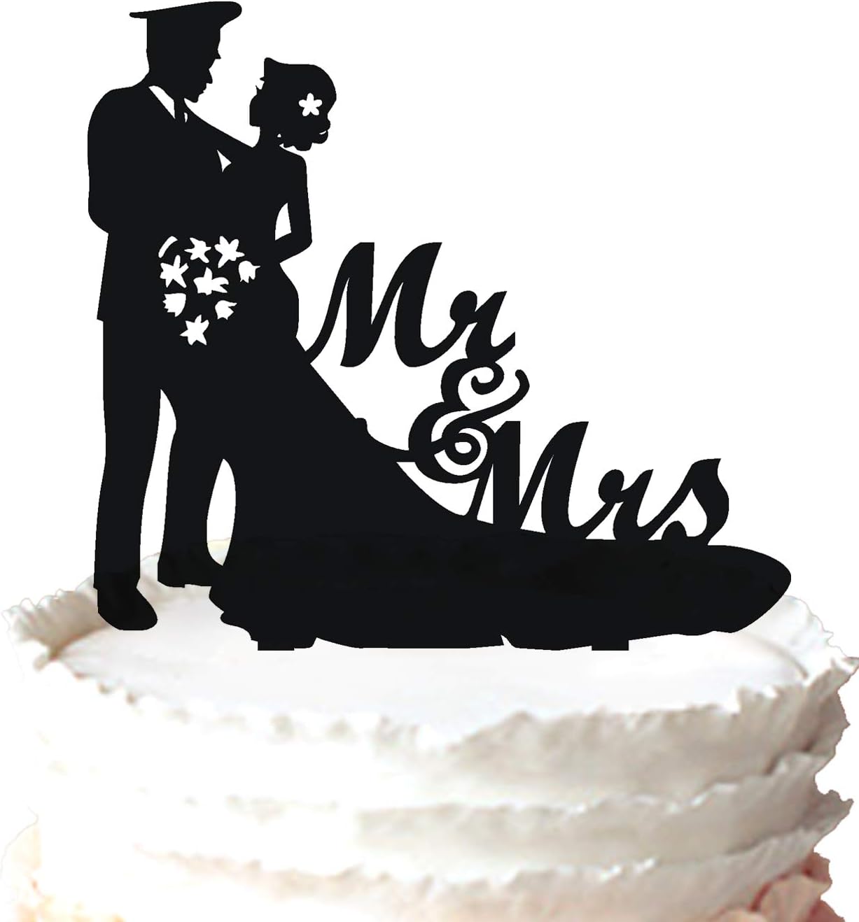 Amazon.com: Mr and Mrs Bride and police Groom Silhouette Wedding Cake ...