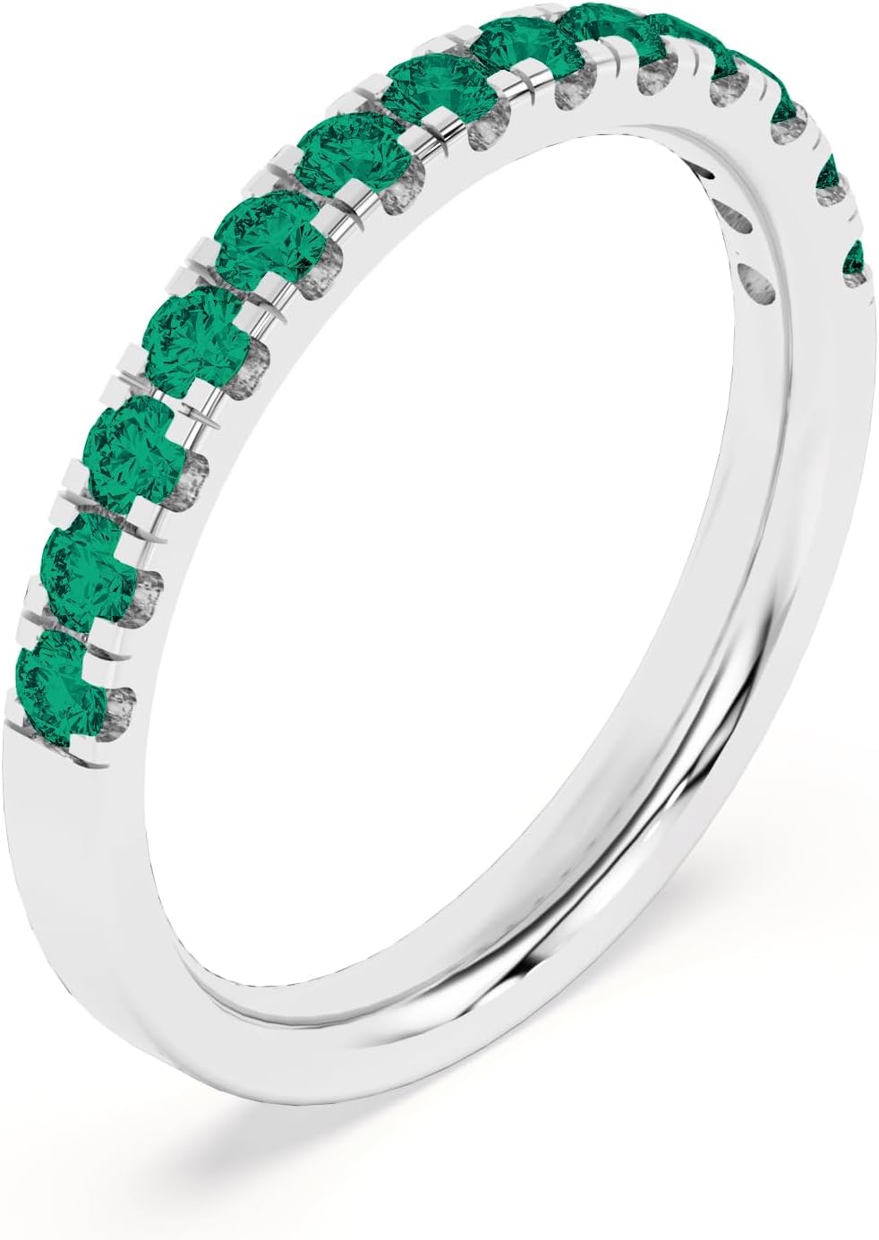 - Solid 14K White Gold 1/2 Carat Round Cut Natural Gemstone Half Eternity Wedding Bands, Promise Rings for Womens, Eternity Stackable Band, Anniversary Rings Size 4-11