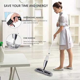 MANGOTIME Spray Mop for Floor Cleaning - Microfiber Dry Wet Floor Mop with 3 Washable Pads & 1 Refillable Bottle for Hardwood Laminate Tile Wood Vinyl Ceramic