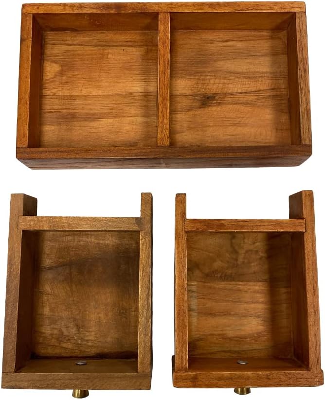 Portable British Campaign Chest – Antique Reproduction Wooden Jewelry Storage Box with Drawers, Brass Hardware, Vintage Military Travel Desk Organizer