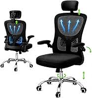 Cadeira de Escritório Ergonômica Premium NR17 Preta Giratória Reclinável 145 Graus com Suporte Lombar Encosto Mesh Respirável Cadeira Gamer Regulagem de Altura e Braços Suporta até 120kg