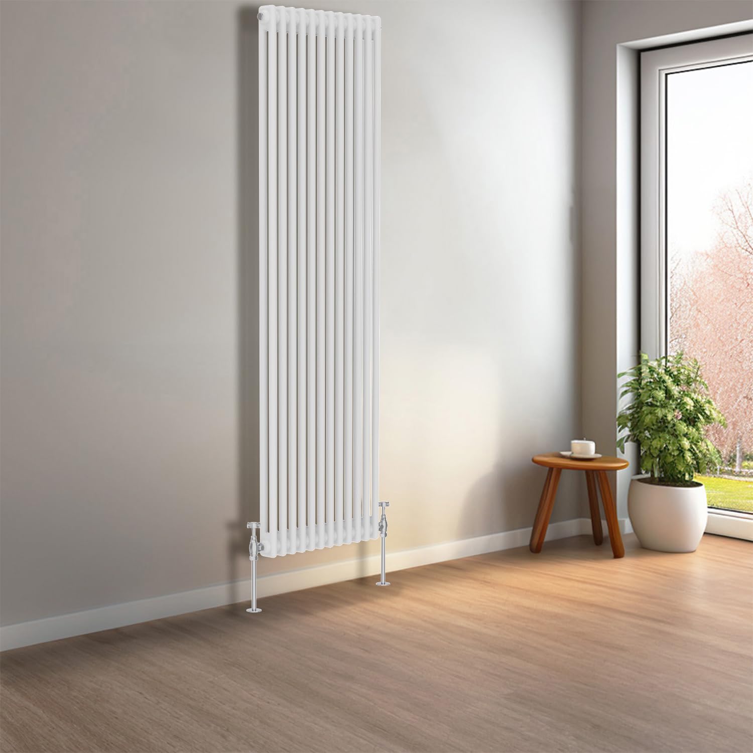 NRG Gloss White 1800 X 560 mm Vertical Traditional Column Cast Iron Style Radiator Central Heating Radiator Perfect for Bathrooms, Kitchen, Living Room 2 Column