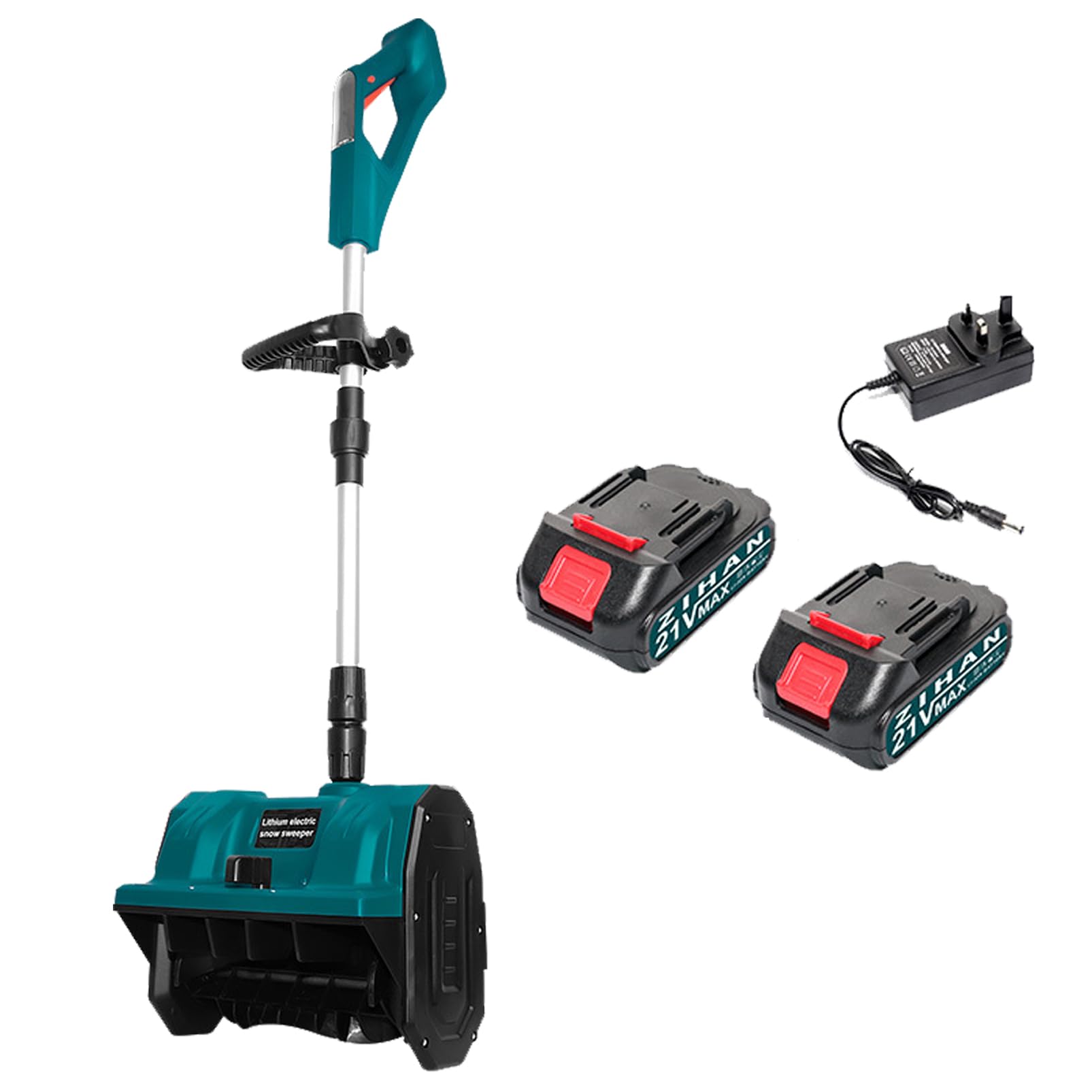 Spazzaneve elettrico senza fili con motore brushless, larghezza di pulizia 32 cm, regolazione in 3 direzioni, include 2 batterie e caricabatterie, ideale per la rimozione della neve