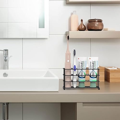 Miniatura 6 de Linkidea Soporte ventilado para cepillos de dientes montado en la pared, soporte antideslizante para cepillos de dientes eléctrico, organizador de