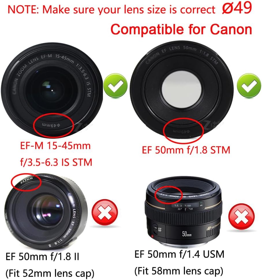 49mm-52mm Step Up Ring 49mm Lens to 52mm Filter (2 Pack), WH1916 Camera Lens Filter Adapter Ring Lens Converter Accessories