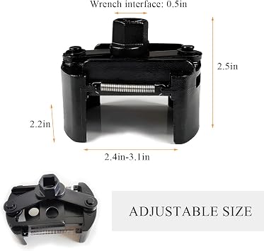 KVAEY Oil Filter Wrench, 2.36 Inch to 3.15 Inch Adjustable Oil Filter Socket Wrench with 2 Non-Slip Jaws, Universal Heavy Duty Oil Filter Removal Tool Pliers, Car Accessories