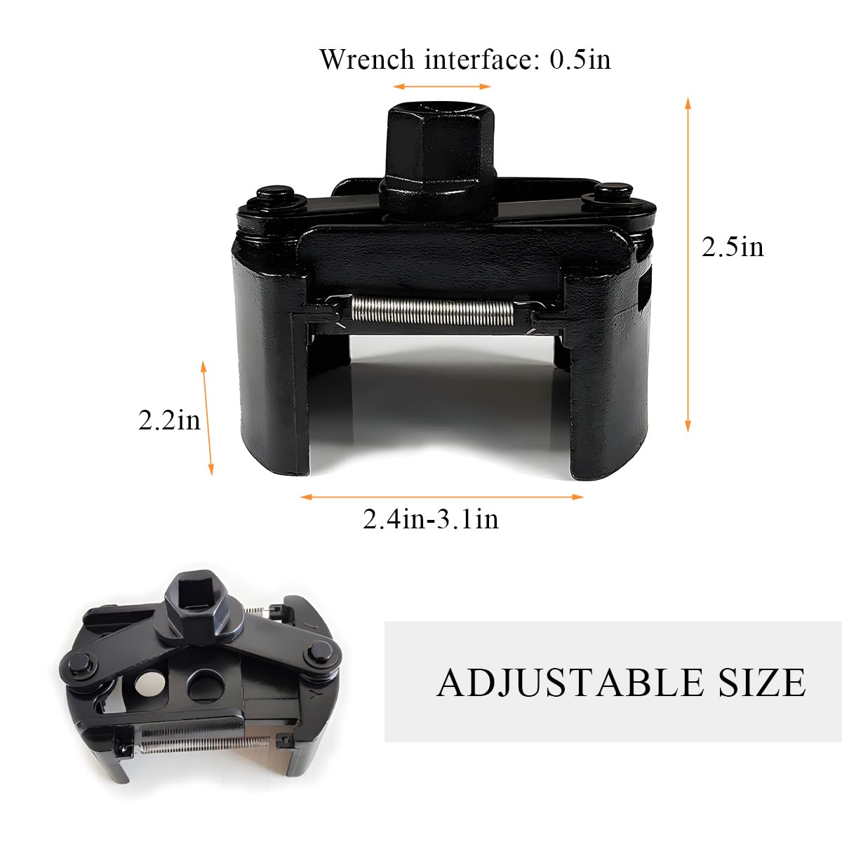 KVAEY Oil Filter Wrench, 2.36 Inch to 3.15 Inch Adjustable Oil Filter Socket Wrench with 2 Non-Slip Jaws, Oil Filter Removal Tool Pliers Wrench for Changing Oil, Car Accessories