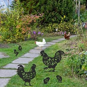 Chicken Metal Garden Art - 6PCS Chicken Metal Yard Art Rooster Garden Decor Outdoor Cute Hen Metal Statue Decorations Outside for Patio Decorative Lawn Stakes Statues Gifts for Friends Chicken Metal Garden Art 6PCS Chicken Metal Yard Art Rooster Garden Decor Outdoor Cute Hen Metal Statue Decorations Outside for Patio Decorative Lawn Stakes Statues Gifts for Friends