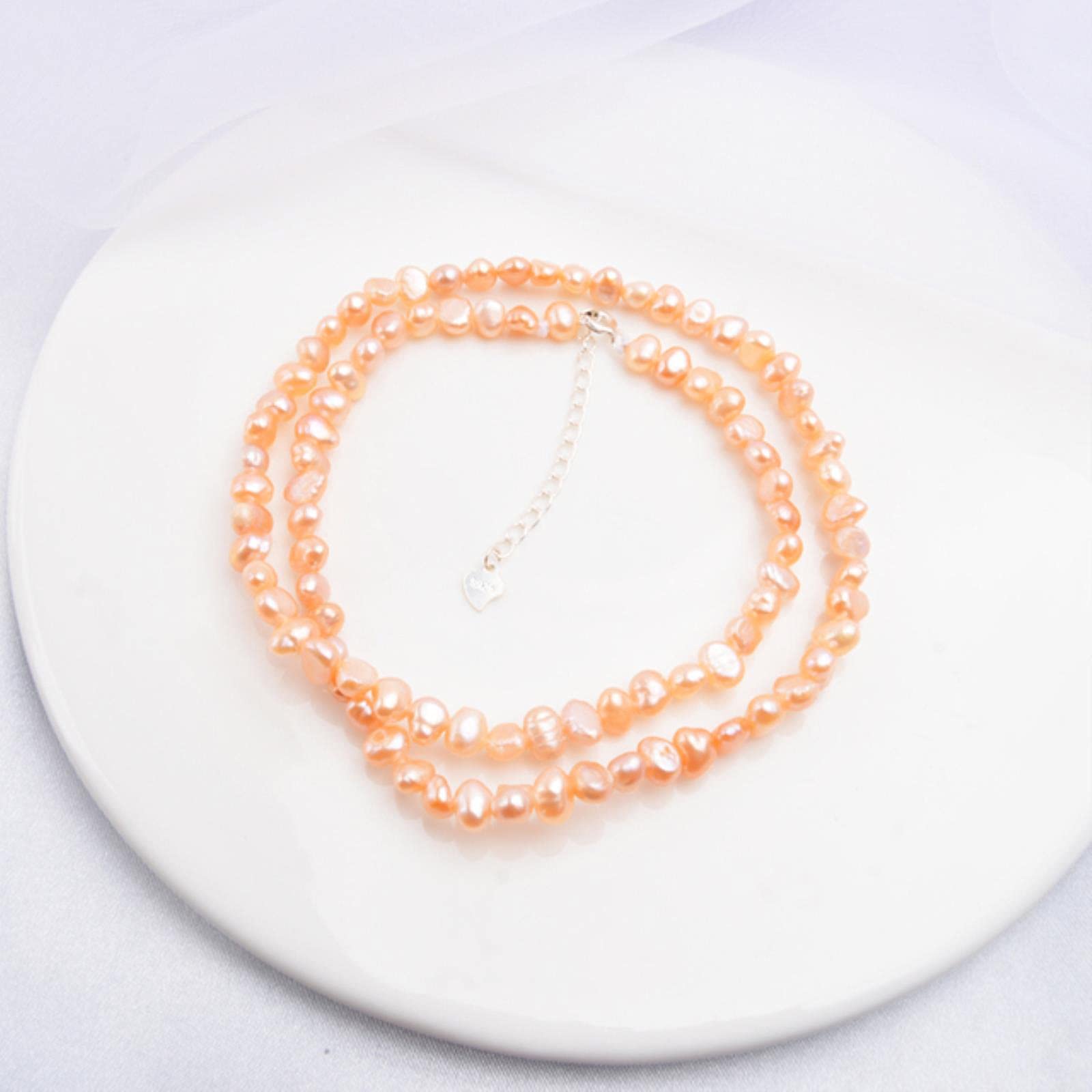 Gargantilla de Agua Dulce Natural, Collar, joyería de Perlas barrocas para Mujer, Boda, Cierre de Plata 925, 42cm