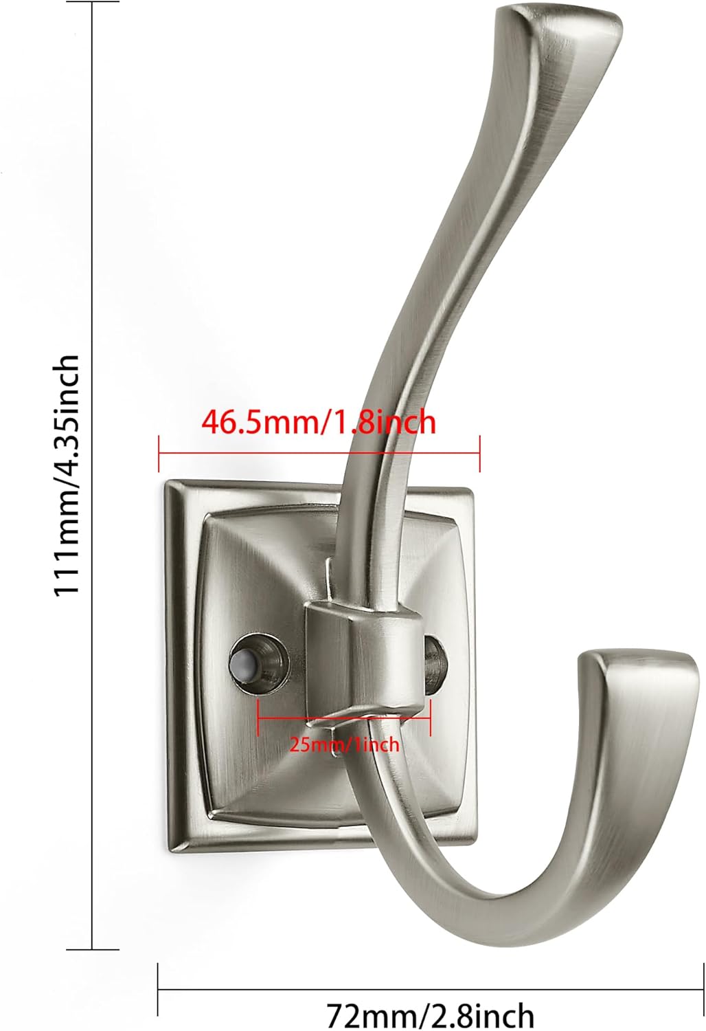 khtumeware Wall Hooks,5 Pack Coat Hooks Hardware Towel Hooks for Hanging Coats Matte Brushed Nickel Robe Hooks Wall Mounted with Screws for Key, Towel, Bags, Cup.