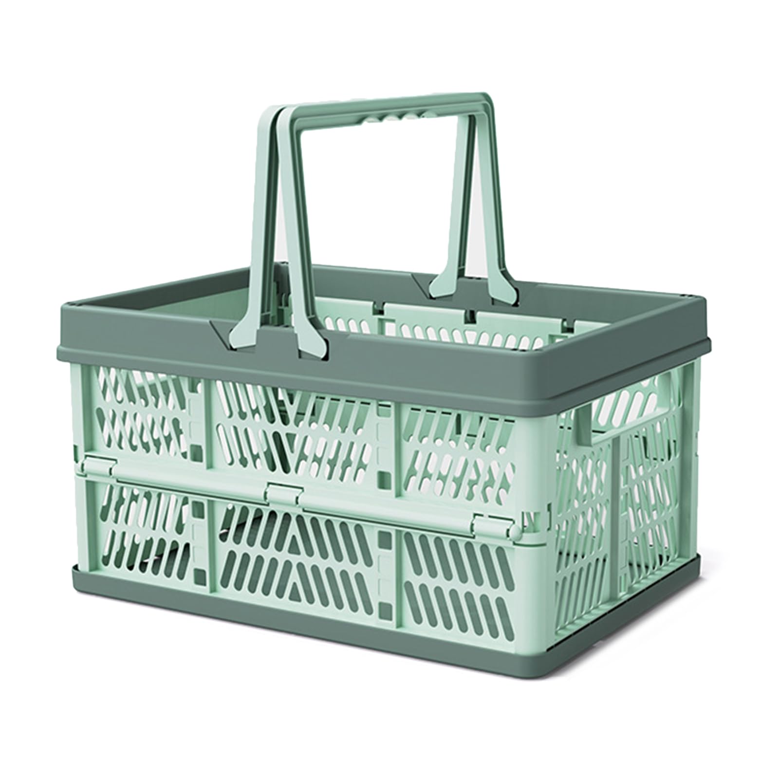 Elnwnnkc Clear Water Green Foldable Storage Basket With Handle Folding Organizers Basket Storage Box For Mess Release Living Spaces School Supplies Holder