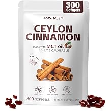 Ceylon Cinnamon Softgels with MCT Oil, True Sri Lanka Ceylon Cinnamon Capsules 600mg with Berberine HCl, Ginger & Black Pepper Extract, Blood Sugar & Metabolism Support, Non-GMO, Gluten - 300 Softgels