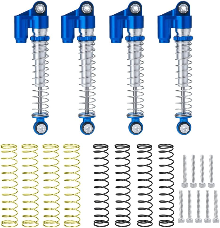 RCLIONS 43mm RC Shocks Adjustable Absorber Damper for All 1/24th Axial SCX24 AXI90081 Deadbolt AXI00005/AXI00006 RC Crawler Car Upgrades (Blue)