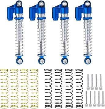 RCLIONS 43mm RC Shocks Adjustable Absorber Damper for All 1/24th Axial SCX24 AXI90081 Deadbolt AXI00005/AXI00006 RC Crawler Car Upgrades Blue