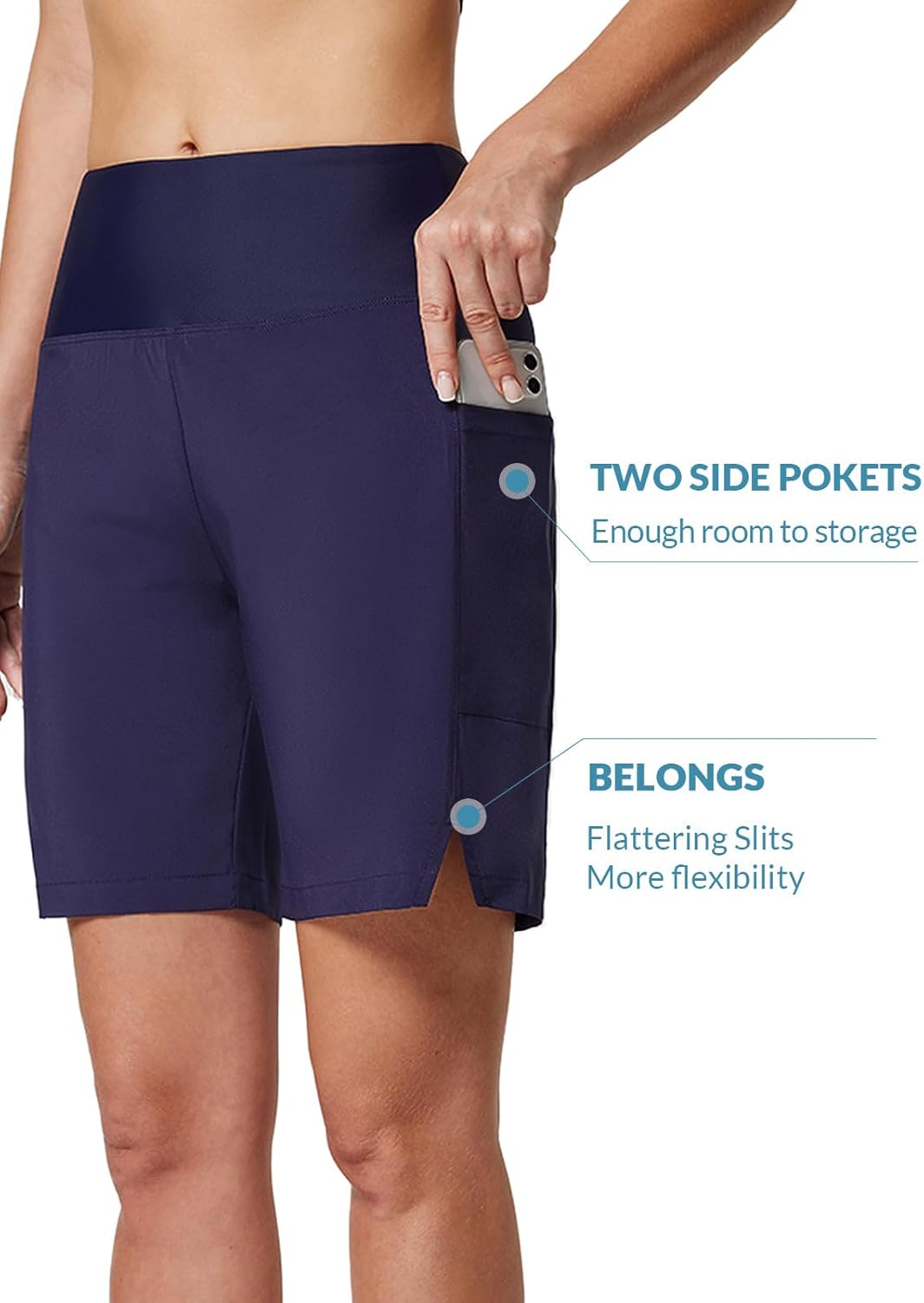 baleaf Women's 3''/ 5"/ 7" Quick Dry High Waisted Swim Board Shorts UPF 50+ Swimsuit Bottom Trunks with Liner - Image 5