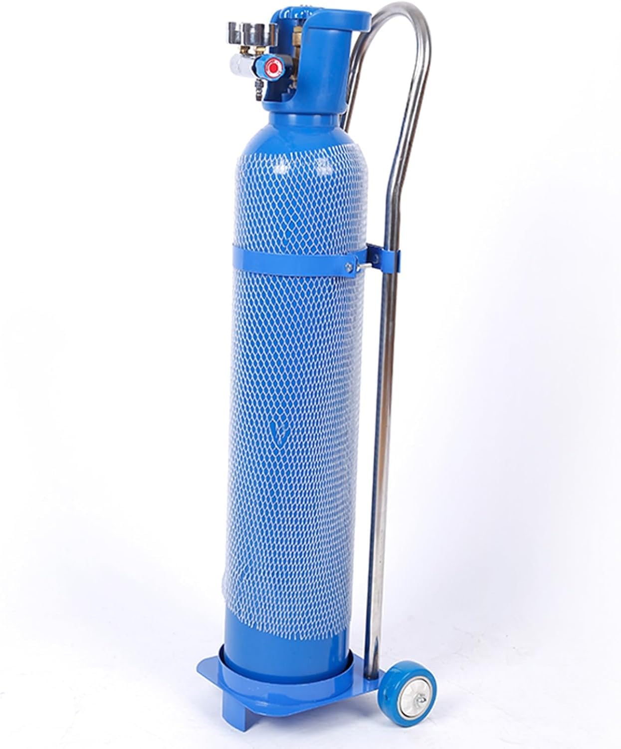 GLJTUO Stainless Steel Oxygen Tank Stand with Wheels, Portable Cylinder Cart for 10L, 15L, 20L Gas Cylinders - Heavy-Duty Fixed Rack for Industrial Use,8-10L