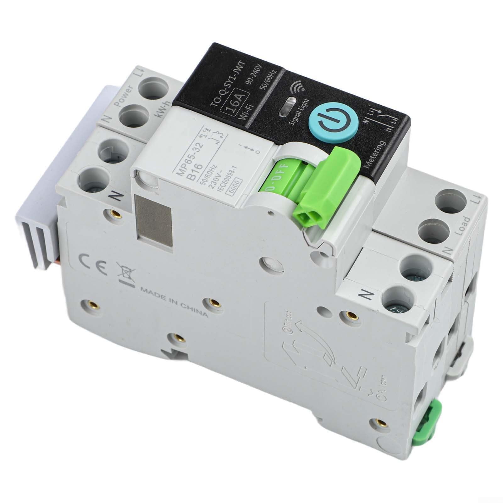 WiFi Smart MCB 16A con contatore per app tuya telecomando WiFi | Controllo remoto tramite app, utilizzabile in tutto il mondo, nessun limite di distanza, compatibile con tuya e Smart Life