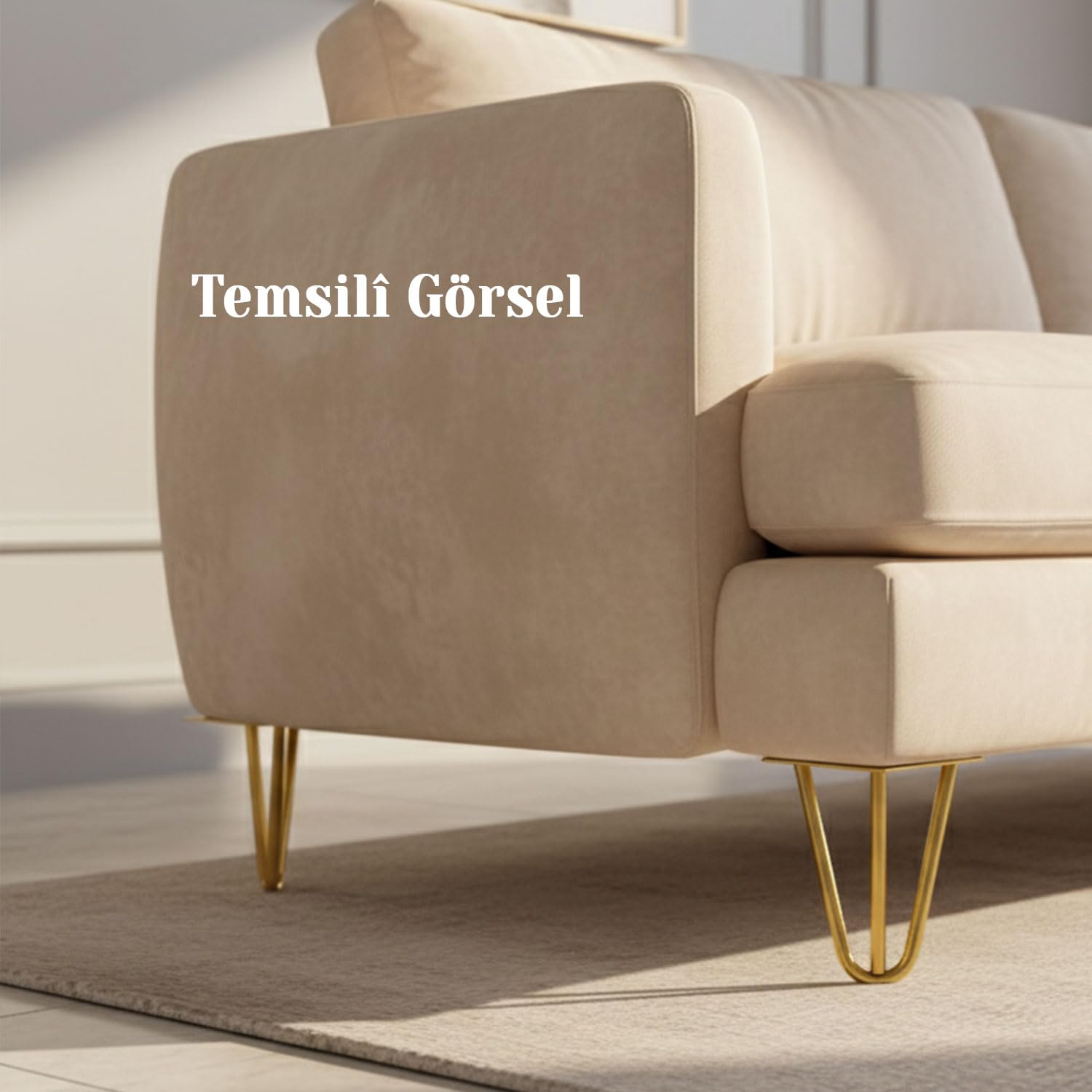 Martı 15 cm Gold Altın Metal Mobilya Ayak Ayağı Üçgen Modern Tasarım Koltuk Sehpa Masa TV Ünitesi