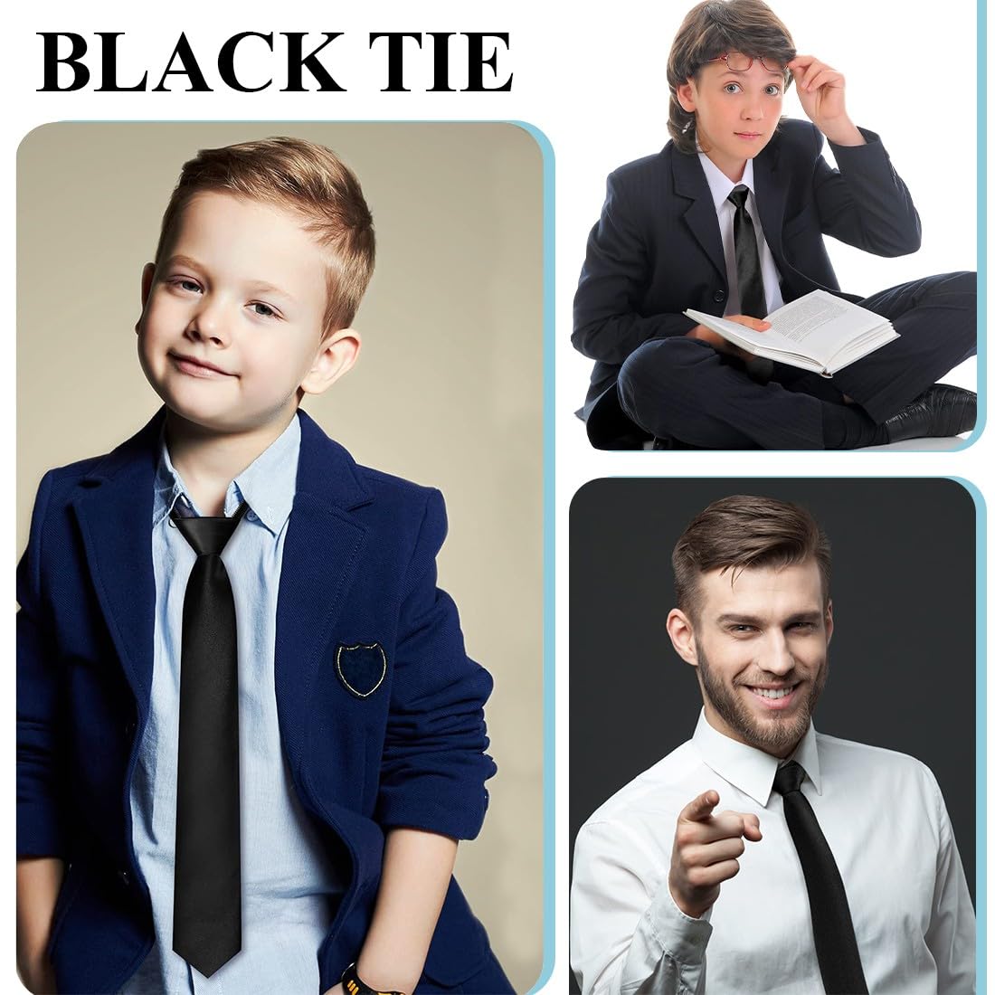 Corbata pre-atada de microfibra lisa y ajustable para niños, Ideal para ocasiones formales y escolares, Con hebilla de torre para mayor comodidad y estilo, 1pcs