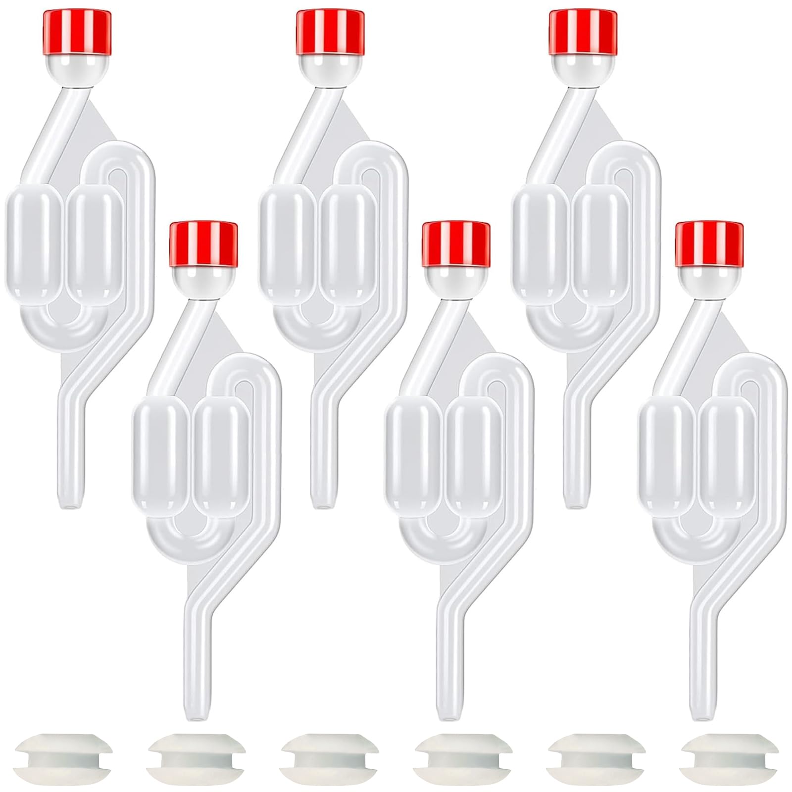Juego de 6 Cerraduras de Aire Des Fermentación y Tapón Des Plástico Burbujeador Fermentación Paras Burbujeador Aire para Elaboración Casera Equipo Esencial para Hacer Vino Sidra