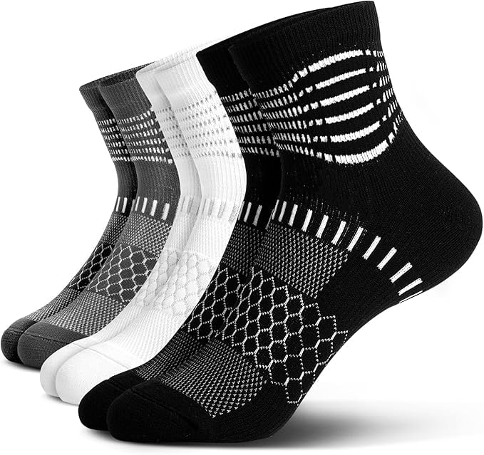 IRAMY Kompressionsstrümpfe für Damen Herren Plantarfasziitis Strümpfe Sport Laufsocken Kompressionssocken mit Knöchelstütze & Fußgewölbe Stütze 3 PaarSchwarz + Weiß + Dunkelgrau M