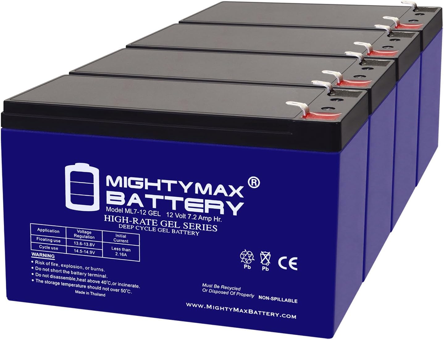 Mighty Max Battery12V 7AH Gel F1 Replacement Battery Compatible with PreCor Inc EFX 532i Elliptical Cross Trainer - 4 Pack