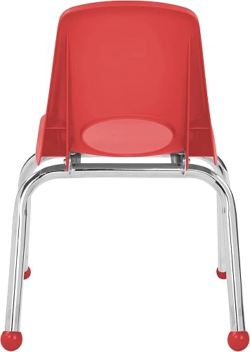 Miniatura 10 de FDP 10359-RD - Silla escolar apilable de 12 pulgadas, asiento de estudiante apilable con patas de acero cromado y deslizadores de bola para