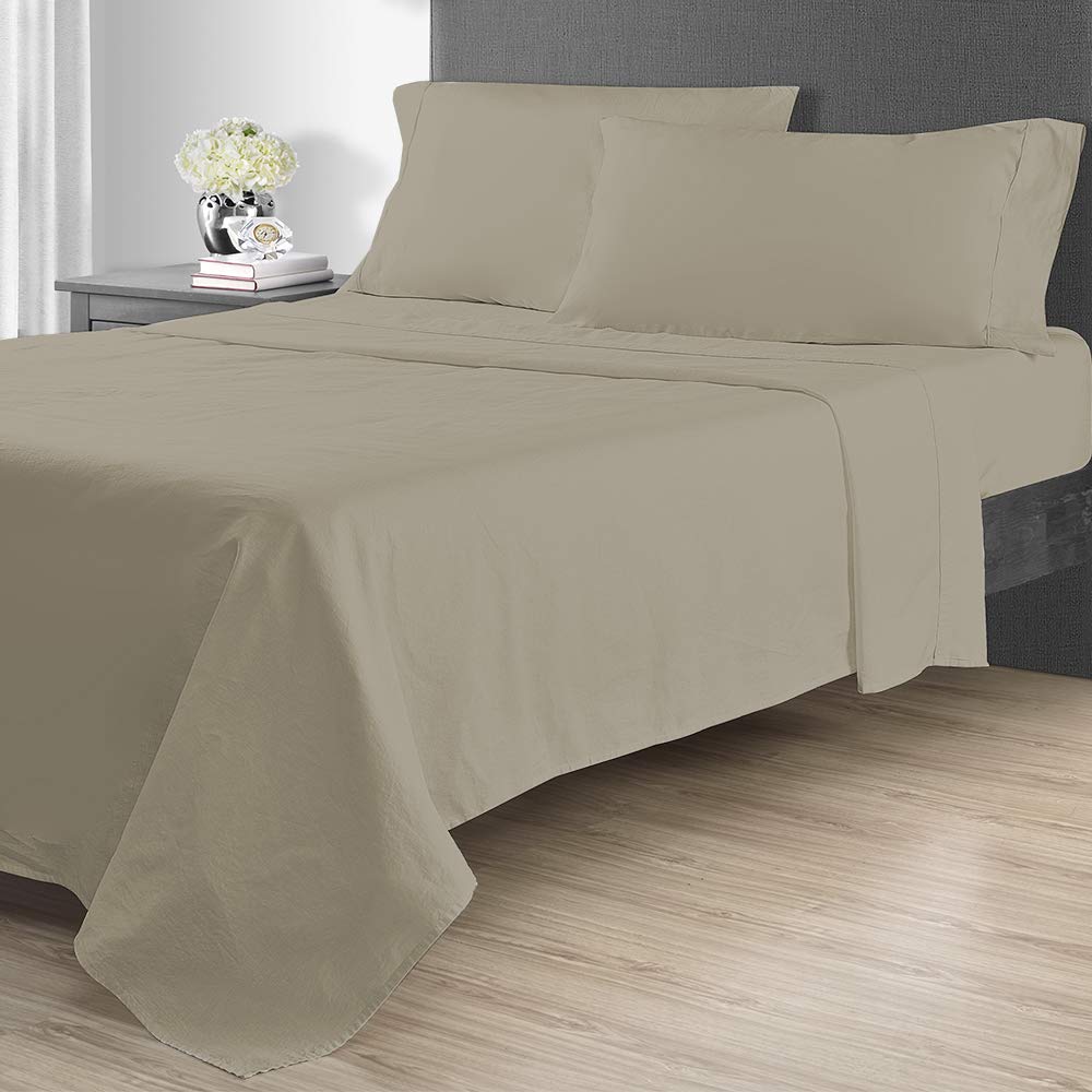 Sunham Home Fashions Sheet Set, Taupe, California King