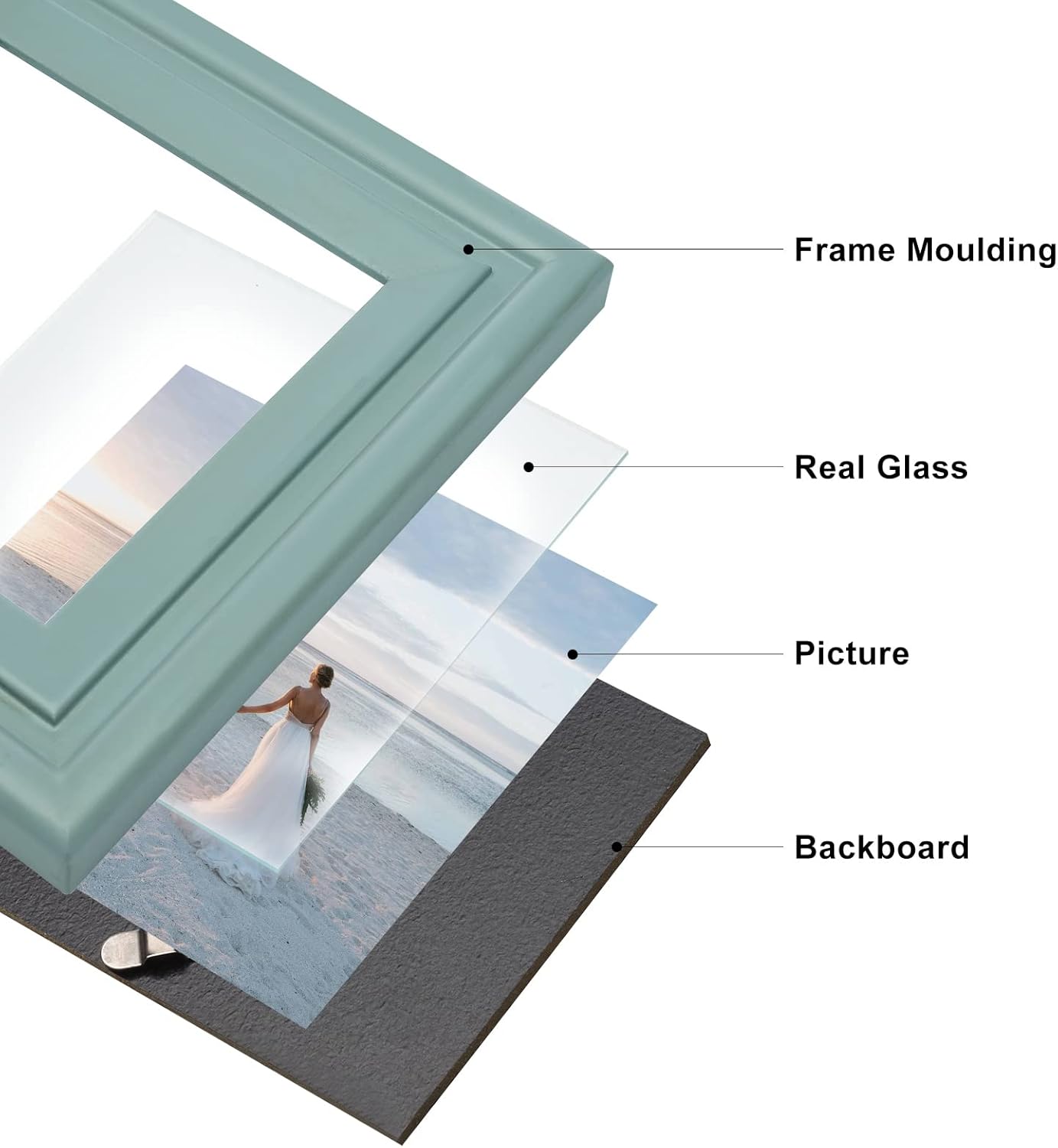 3 Vertical Horizontal 4X6 and 5X7 Picture Frames Hinged Wood Folding Photo Frames with Real Glass Front Fit for Desktop or Tabletop, Teal Blue XLAN-V46H75V46