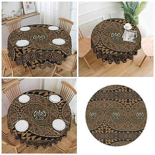 Nappe ronde 150 cm Tapa Honu en polyester imperméable - 8
