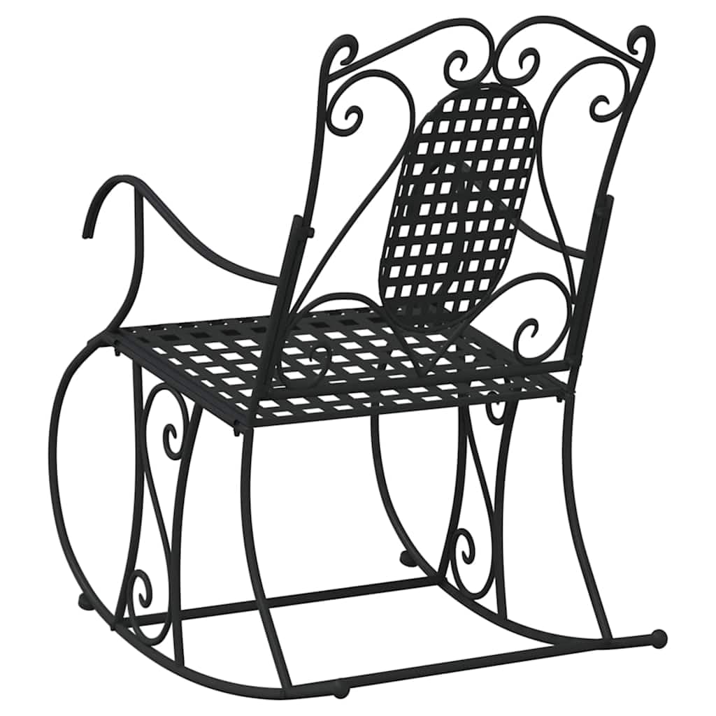 Banco mecedora 84 cm Negro Acero | Respaldo alto, resistente a las inclemencias del tiempo, uso al aire libre, diseño clásico