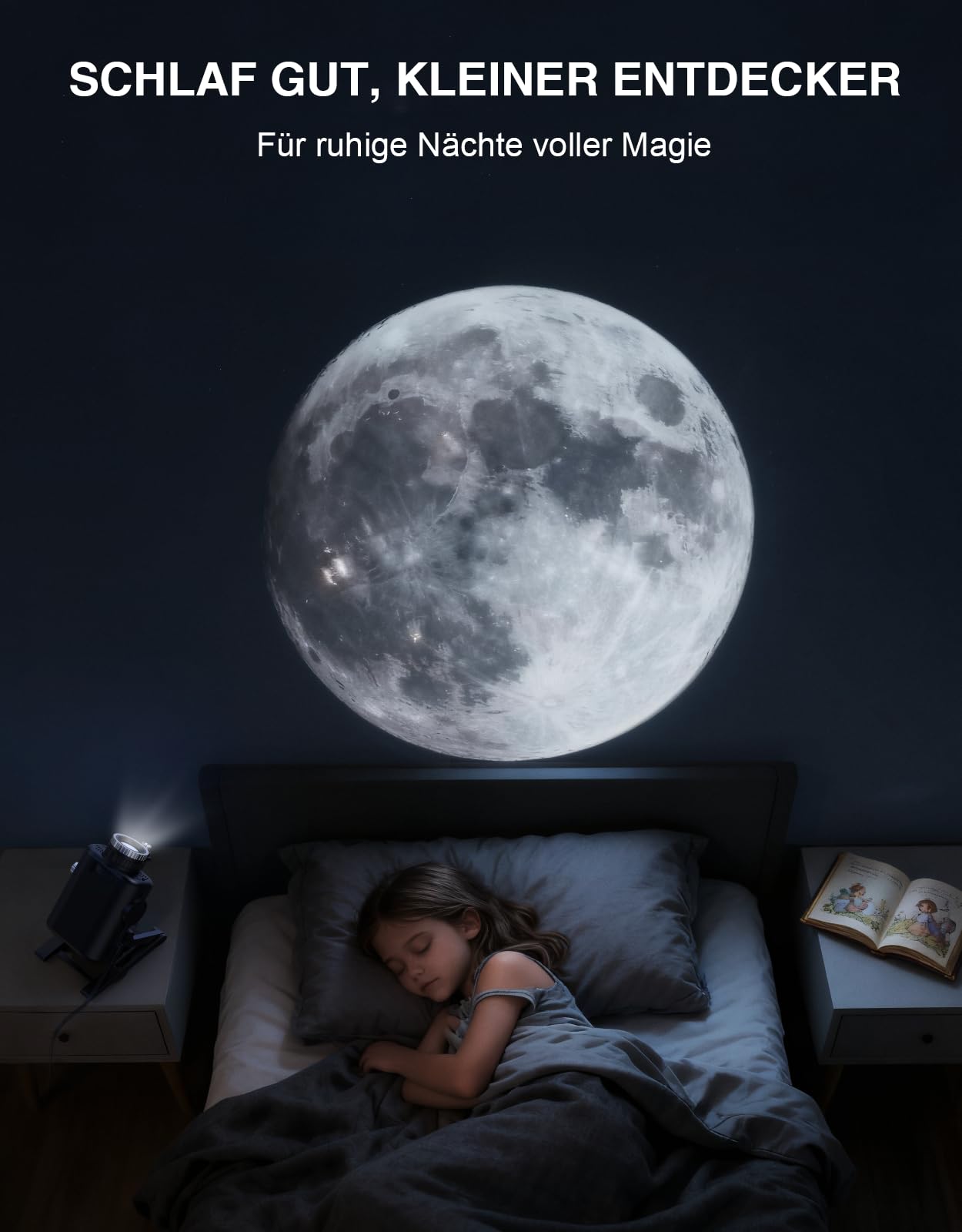 3D Galaxie Projektor mit Sternenhimmel und Bluetooth-Lautsprecher, 60 integrierte HD-Szenen ohne Projektionsscheiben, Fokus, weißes Rauschen, Fernbedienung, Nachtlicht fürs Schlafzimmer