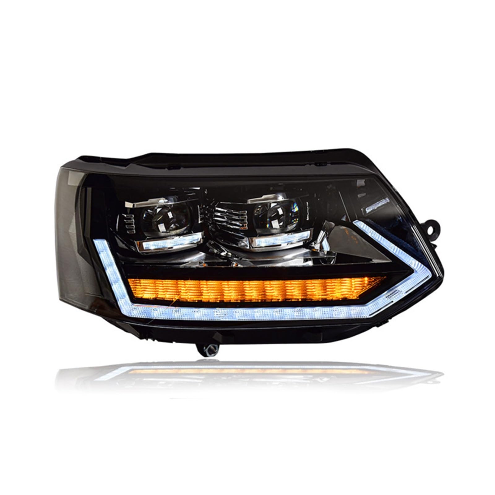 BOYDREAM Piloto Trasero Coche Faro delantero de estilo de coche para VW para Caravelle T5, faros delanteros LED 2010-2015, doble lente, para giro dinámico para accesorios de señal(B style)