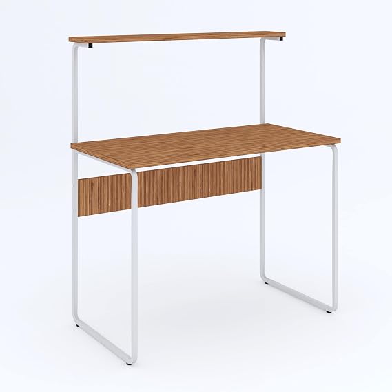 G Masa 100x50 Metal İskeletli Parlak Bambu Yüzey Ders Çalışma ve Bilgisayar Masası