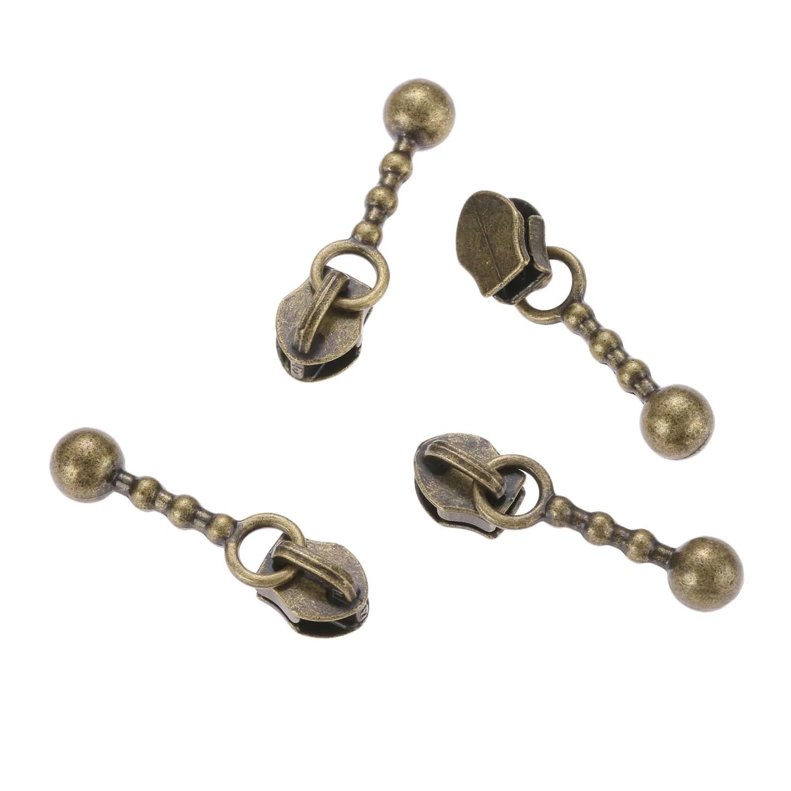 Tiradores de cremallera, 200 unidades, deslizadores de cremallera de metal 3#, cremalleras de nailon reemplazan la forma de gota de tracción, bronce antiguo