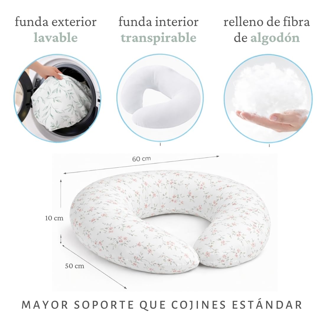 Cojin Lactancia +2 Muselinas – Cojín lactancia OEKO TEX - Almohada Lactancia funda extraible lavable – almohada de amamentação - almofada de amamentação, cojin de lactancia bebe, cogin lactante bebe