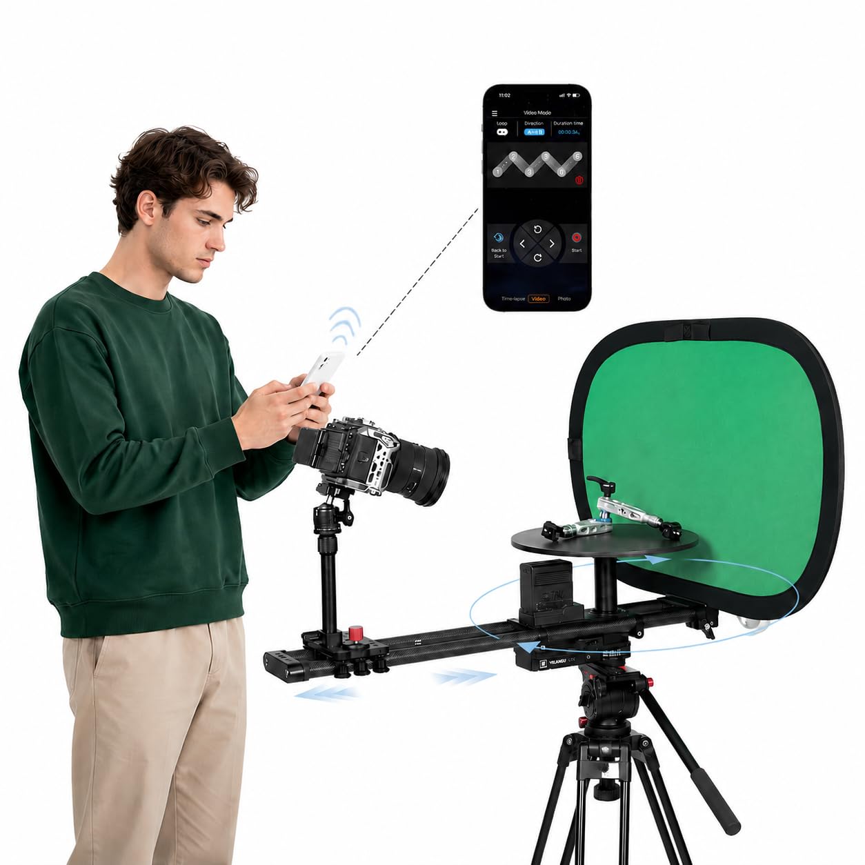 DF DIGITALFOTO V360EVO-ELITE a Doppio Asse Foto Booth 360 | A Doppio Asse Controllato da App Piattaforma Motorizzata per Fotografia di Prodotto, Video, Timelapse e Stop Motion