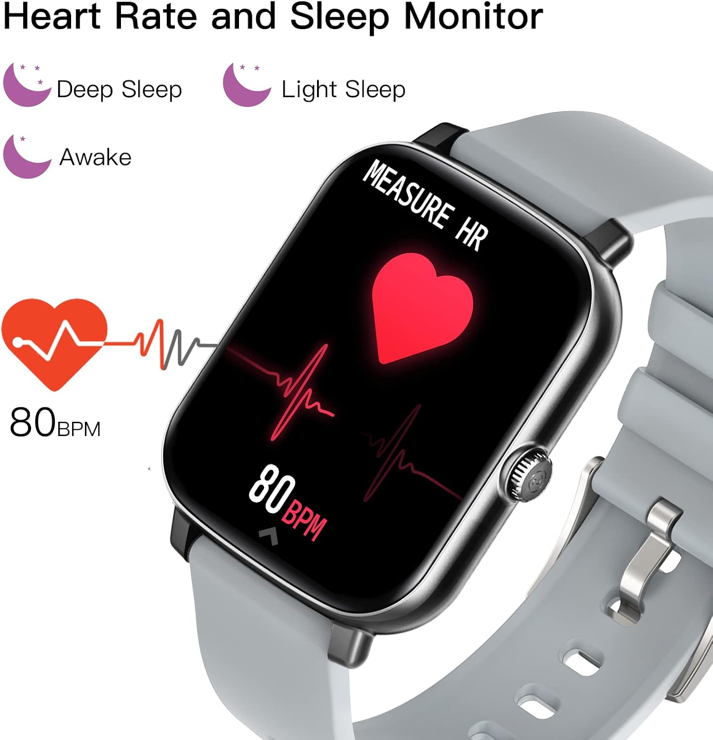 Bctemno Smart Watch(Answer/Make Call), USB Charging Waterproof smartwatches Fitness Watch with Heart Rate Sleep Monitor Blood Oxygen for Android Phones and iOS Phones Women Men