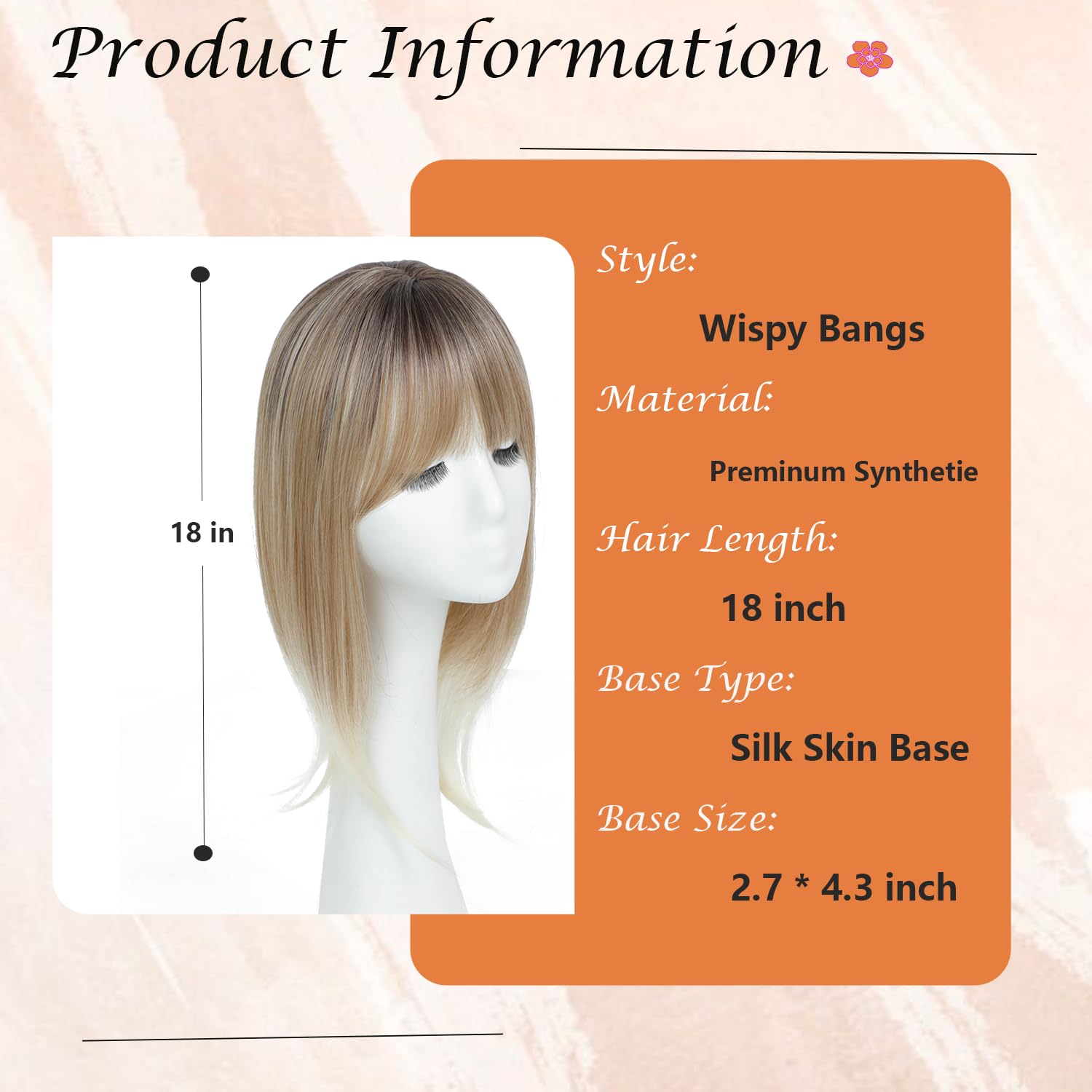 18 inch Hair Topper for Women with Bangs 3D 360° Cover Fluffy Toppers Synthetic Long Straight Thinning Hair Pieces for Women Clip in Bangs with Topper Rooted Ash Blonde Mix Platinum