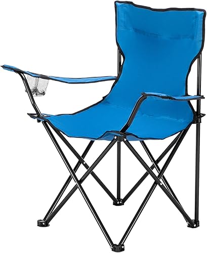 Miniatura 4 de Silla de camping portátil, silla plegable de campamento de playa al aire libre con bolsillo lateral y soporte para tazas, bolsa de transporte