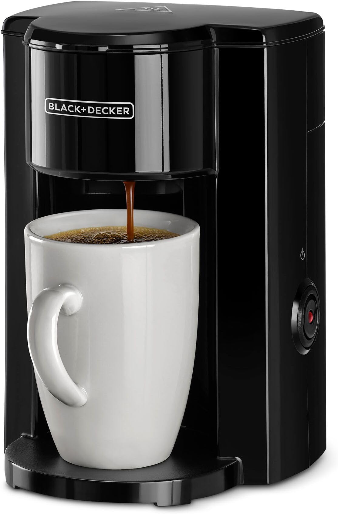Coffee Maker, 350W, 125ml Water Tank, Compact One-Cup Coffee Machine with Ceramic Mug, Auto Shut-Off, Durable Nylon Filter, One-Button Control, For Drip Espresso, Black - DCM25N-B5